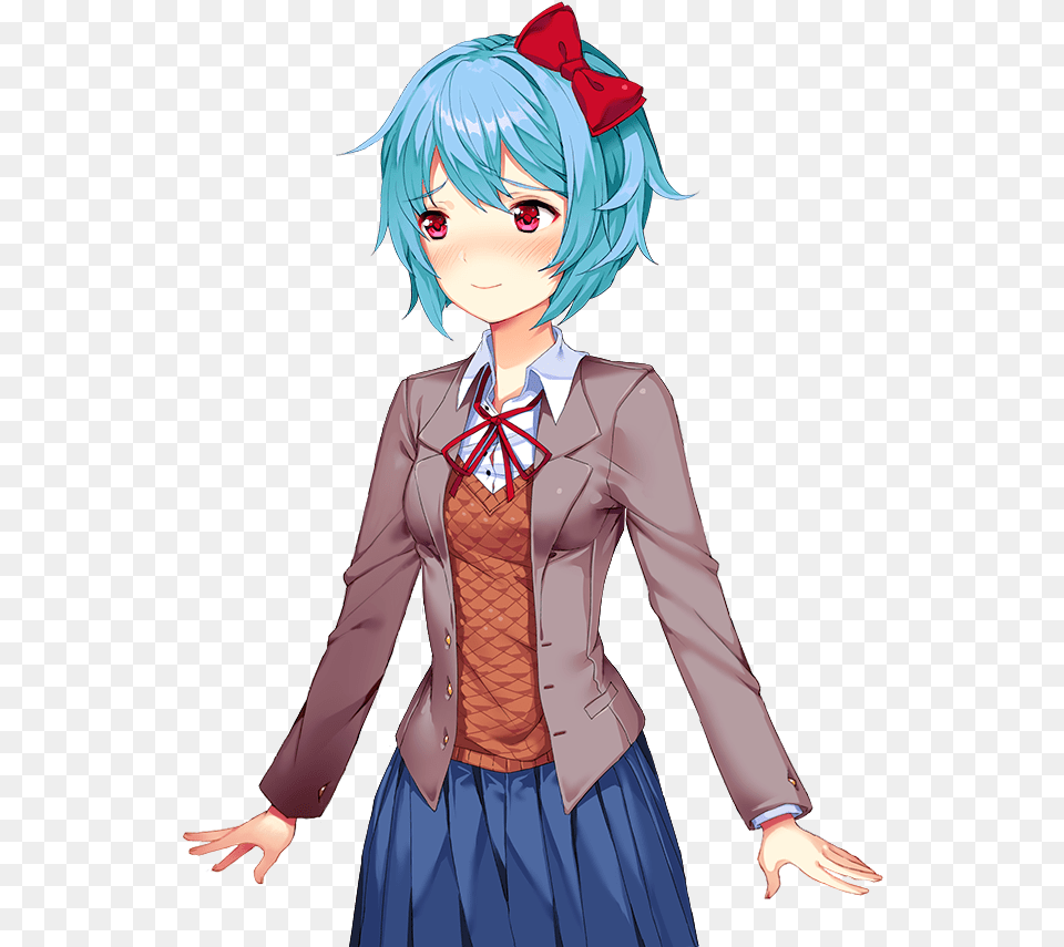 Edited Mediahave A Cinnamon Bun With Light Blue Hair Cute Sayori, Adult, Publication, Person, Female Free Transparent Png