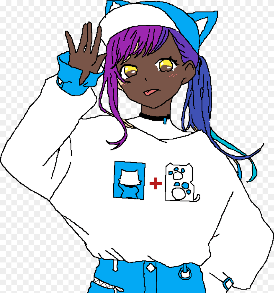 Editing Anime Girl Doing Her Online Pixel Art Drawing Fictional Character, Book, Comics, Publication, Person Free Png Download
