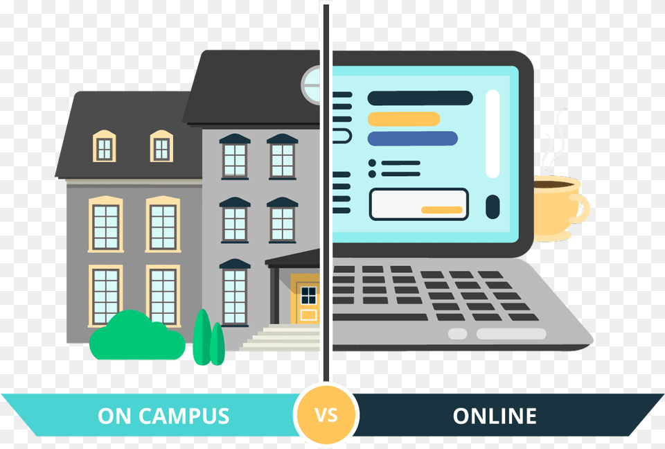 Education Comparison Infographic Online Vs Campus Education Hd, Computer, Electronics, Pc, Computer Hardware Png Image