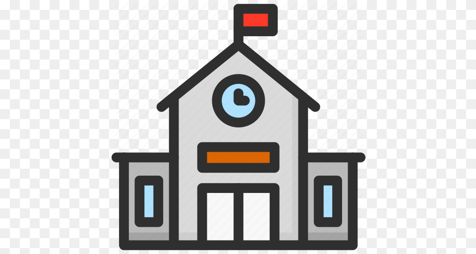 Education School Schoolhouse Icon House Person Icon, Architecture, Building, Clock Tower, Tower Png Image