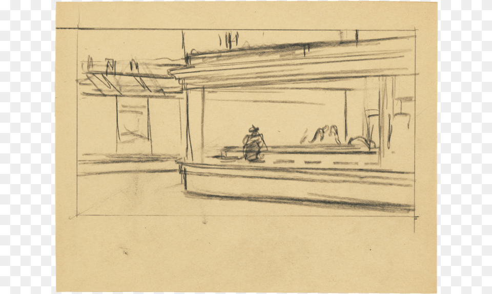 Edward Hopper Nighthawks Sketch, Art, Painting, Drawing, Person Png Image