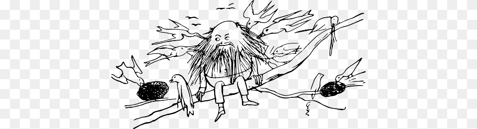 Edward Lear Drawing Hermit Sitting On A Tree, Art, Baby, Person, Face Free Png Download