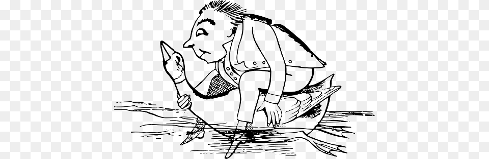 Edward Lear Drawing Man Sitting On A Gooses Back, Person, Art, Electronics, Hardware Png Image