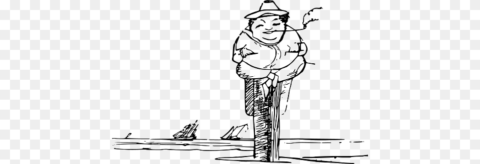 Edward Lear Drawing Man Sitting On A Post In The Middle Of The Sea, Person, Art, Face, Head Free Png