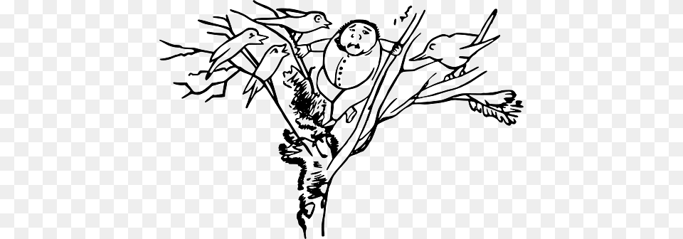 Edward Lear Drawing Man Stuck In A Tree, Art, Animal, Wildlife, Face Free Png Download