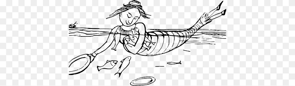 Edward Lear Drawing Mermaid Lady, Rope, Face, Head, Person Free Png Download