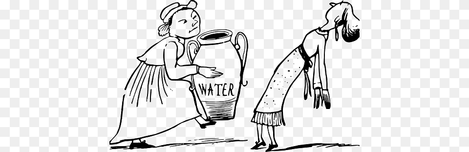 Edward Lear Drawing Water For The Fainting Lady, Person, Cleaning, Face, Head Free Png Download