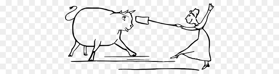 Edward Lear Drawing Woman Chasing A Bull, Animal, Kangaroo, Mammal, Person Png Image