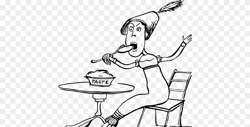 Edward Lear Drawing Woman Eating A Spoonful Of Paste, Person, Cutlery, Face, Head Free Png Download