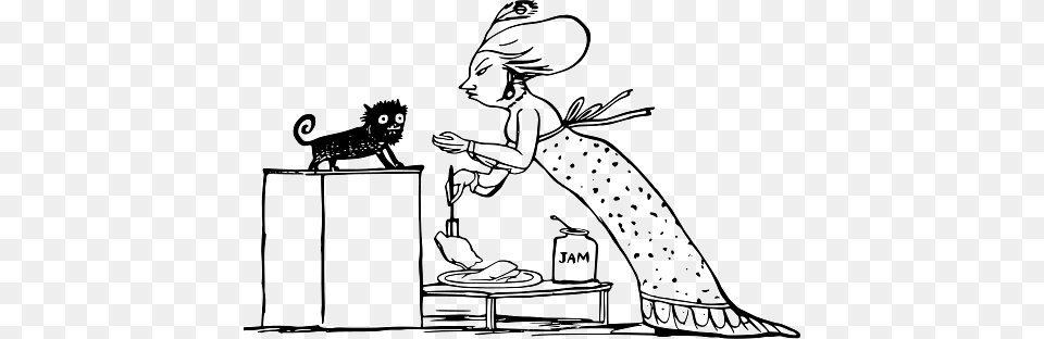 Edward Lear Drawing Woman Feeding A Black Cat, Person, Face, Head Free Png