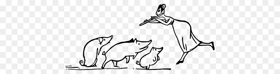 Edward Lear Drawing Woman Making The Pigs Dance, Person, Animal, Mammal Png