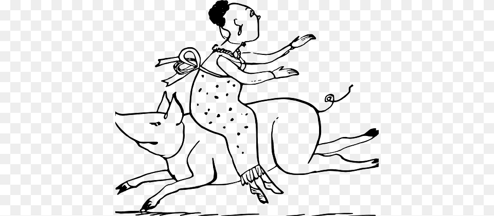 Edward Lear Drawing Woman Riding A Pig Backwards, Art, Person, Face, Head Png Image