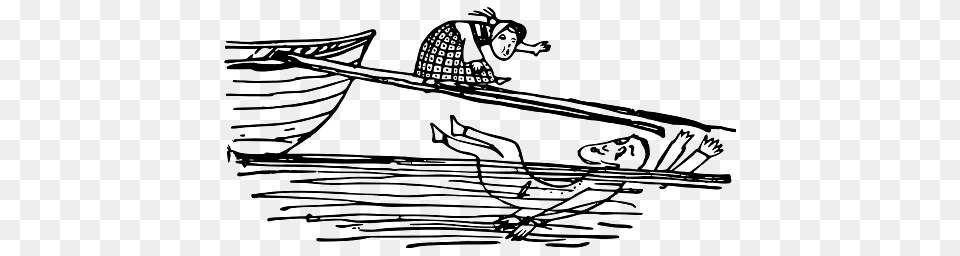 Edward Lear Drawing Woman Trying To Save Drowning Husband, Transportation, Vehicle, Watercraft, Animal Free Png