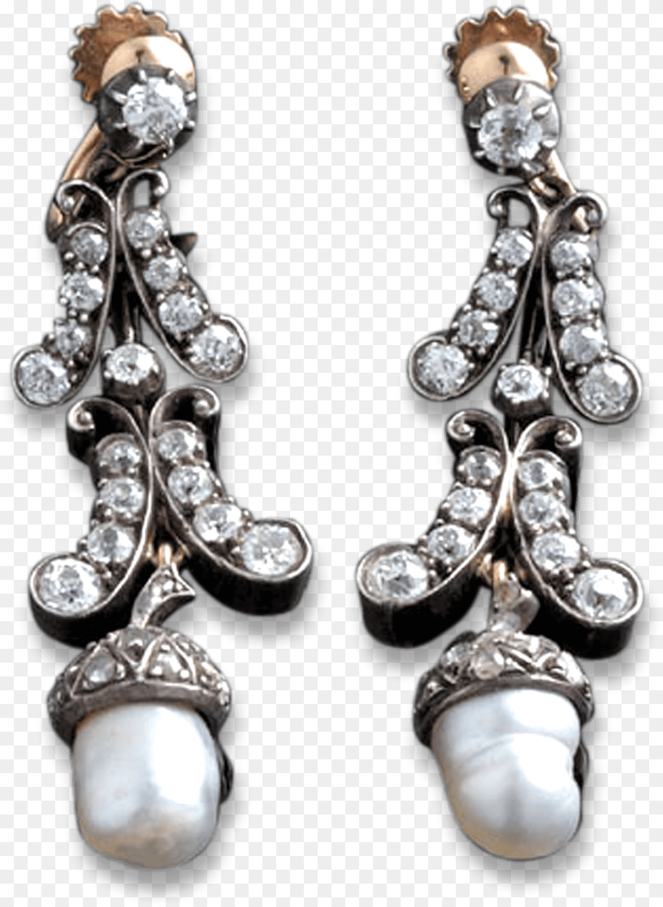 Edwardian Baroque Pearl Amp Diamond Earrings Earrings, Accessories, Earring, Jewelry, Gemstone Free Png