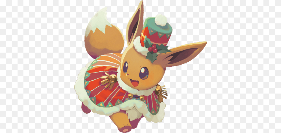 Eevee Dressed In Holiday Attire Cute Eevee Christmas Pokemon, Plush, Toy, Baby, Person Free Png Download