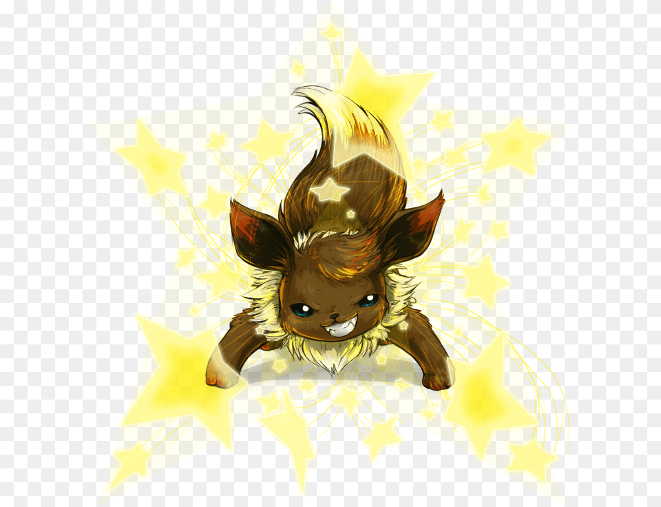 Eevee Used Swift By Scowlingelf Illustration, Symbol, Star Symbol, Face, Head Png Image