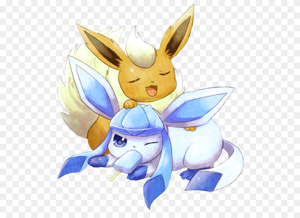 Eeveelution Pokemon Flareon And Glaceon, Baby, Person, Cartoon, Face Free Png Download