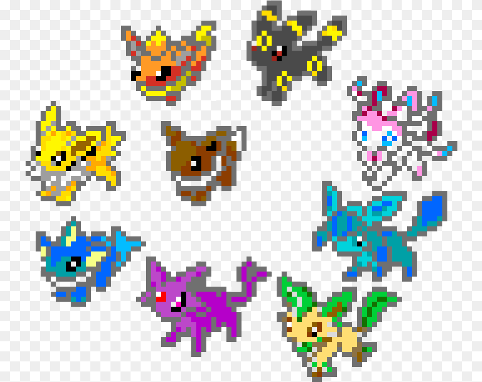 Eeveelutions Pixel Art Transparent, Pattern, Qr Code Free Png Download