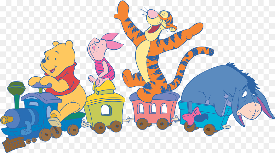 Eeyore On A Train, Cartoon, Animal, Bear, Mammal Png Image