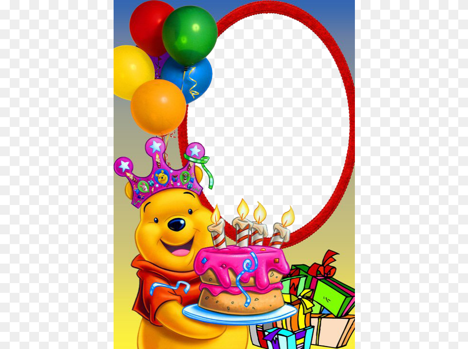 Efecto De Fotos De La Categora Winnie The Pooh Birthday Frames, Balloon, People, Person, Cream Free Png