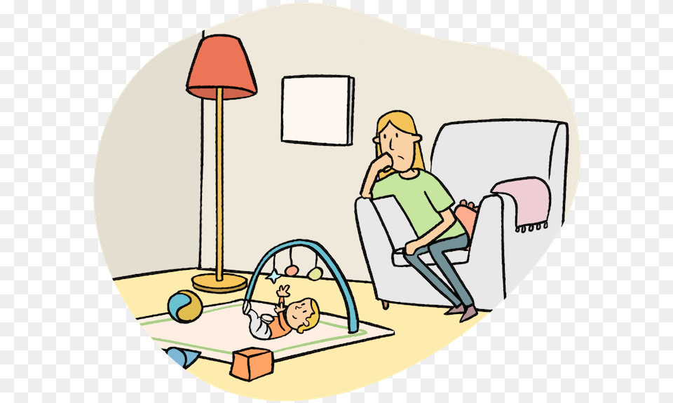 Effects Of Mental Illness Postpartum Depression Cartoon, Lamp, Baby, Person, Table Lamp Free Png Download