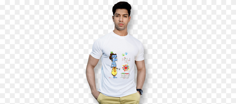 Effit Bal Krishna White Holi Mega Print T Shirt Holi T Shirt Print, Clothing, T-shirt Png Image