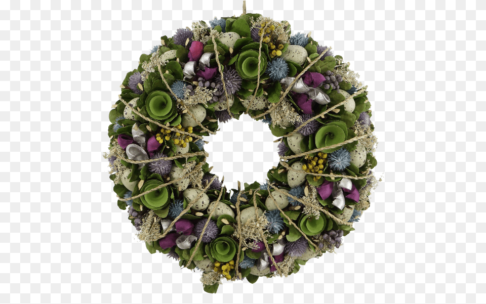 Egg Amp Floral Wreath With Rope Wreath, Plant Png Image