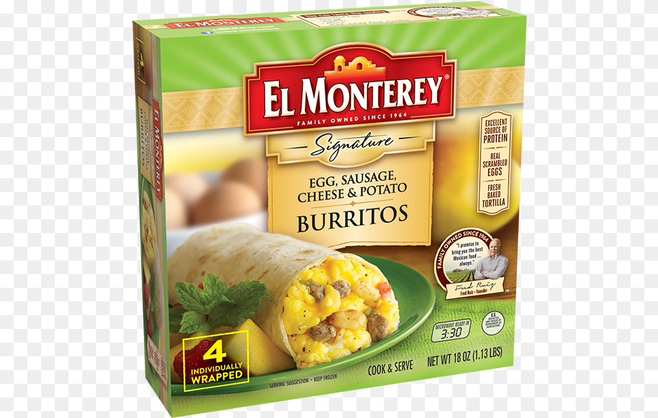 Egg Pork Sausage Cheese Amp Potato Frozen Burritos El Monterey Breakfast Wraps, Person, Food Png