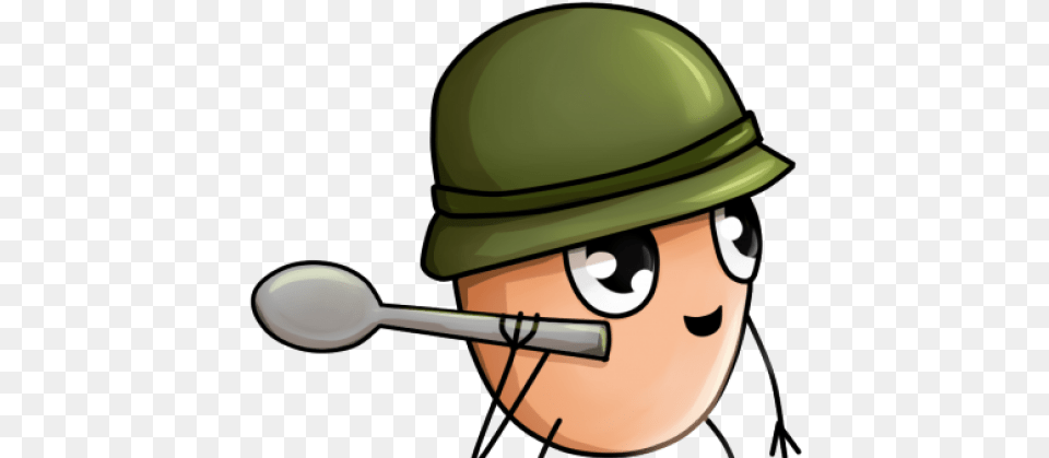 Egg Soldier Cartoon, Cutlery, Helmet, Spoon, Clothing Free Transparent Png