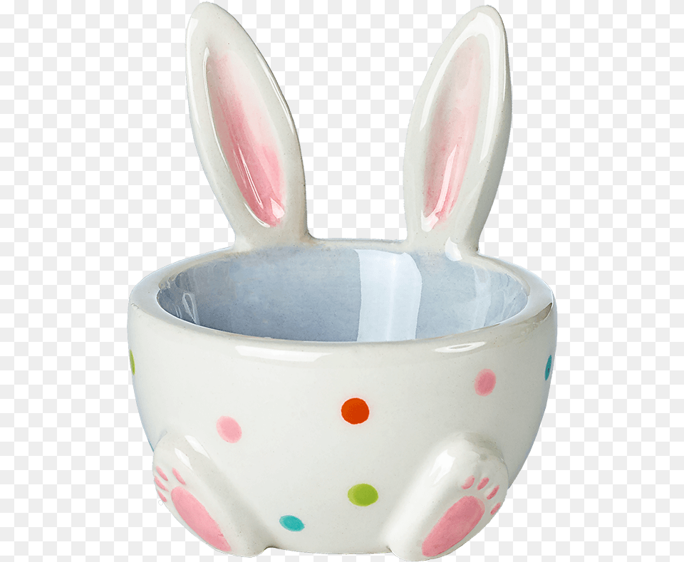 Eggcup With Rabbit Ears Blue Ceramic, Art, Soup Bowl, Pottery, Porcelain Free Png