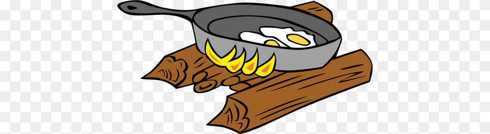 Eggs Baked On Campfire Vector Drawing, Cooking Pan, Cookware, Animal, Fish Free Png