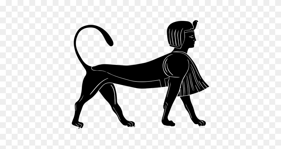 Egiptian Sphinx Creature Icon, Gray Png