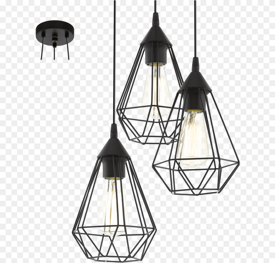 Eglo Tarbes Vintage Geometric Grouped Black Pendant Lamparas De Techo Alambre, Chandelier, Lamp, Light Fixture Free Png