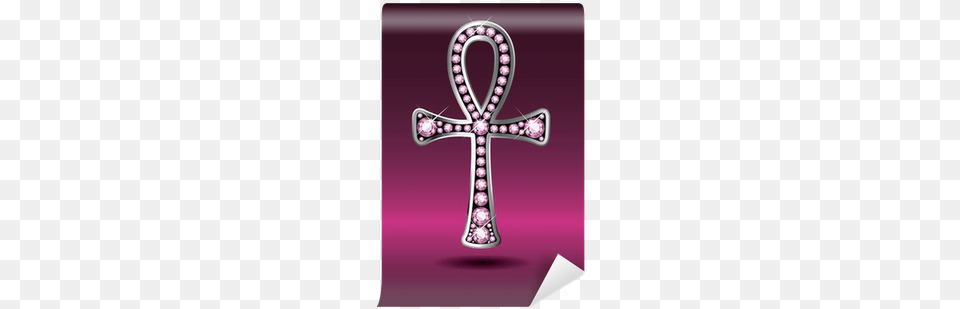 Egyptian Ankh With Rose Quartz Stones Wall Mural Symbol, Cross, Accessories Png Image