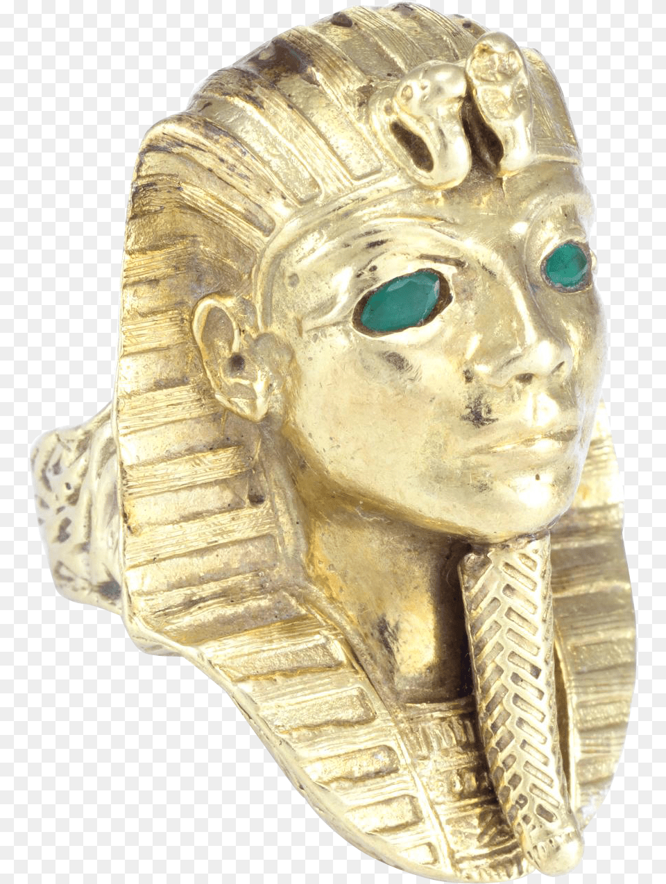 Egyptian Pharaoh King Tut Bust Ring Vintage 14 Karat Ring, Bronze, Person, Face, Head Png