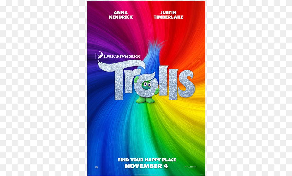 Egyptian Theatre Movie Trolls Official Movie Poster, Advertisement, Book, Publication, Art Free Transparent Png