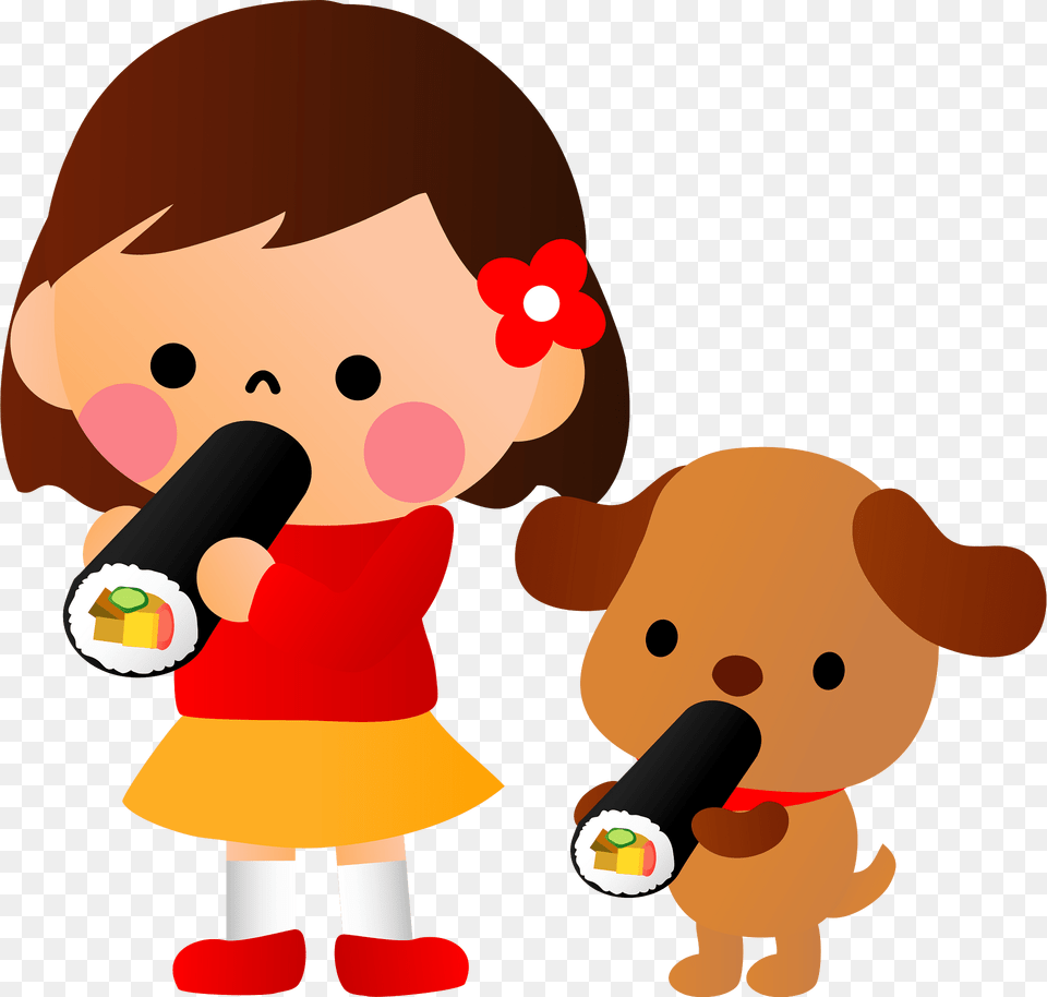 Ehomaki Eating Girl Dog Clipart, Food, Meal, Baby, Person Png