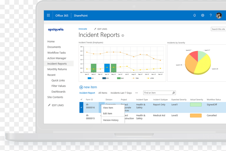 Ehs Incident Management Software Dashboard In Pro Sapien Incident Management In Sharepoint, Chart Free Transparent Png