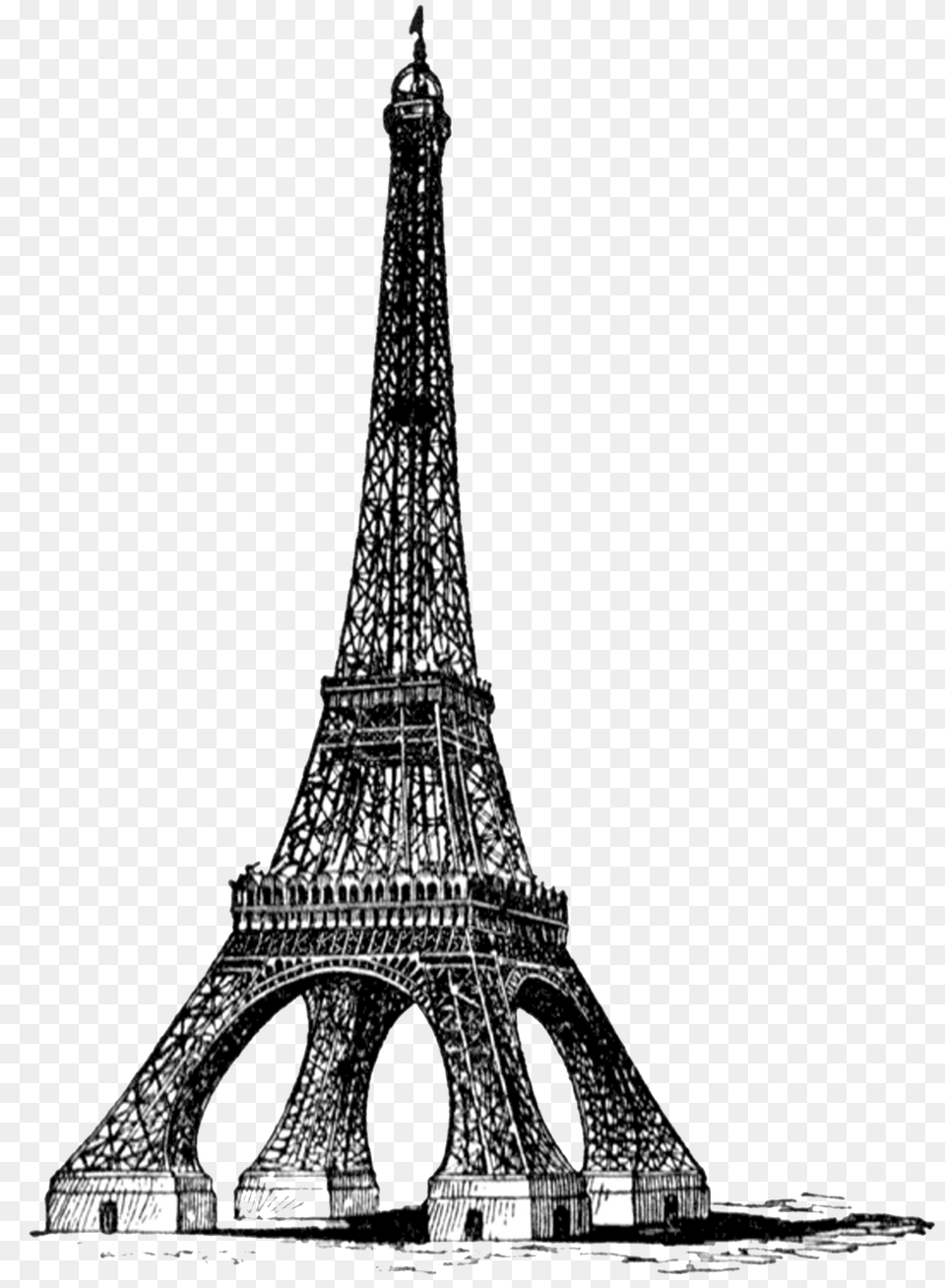 Eiffel Tower Bw Full Vintage, Architecture, Building, Art Free Png Download