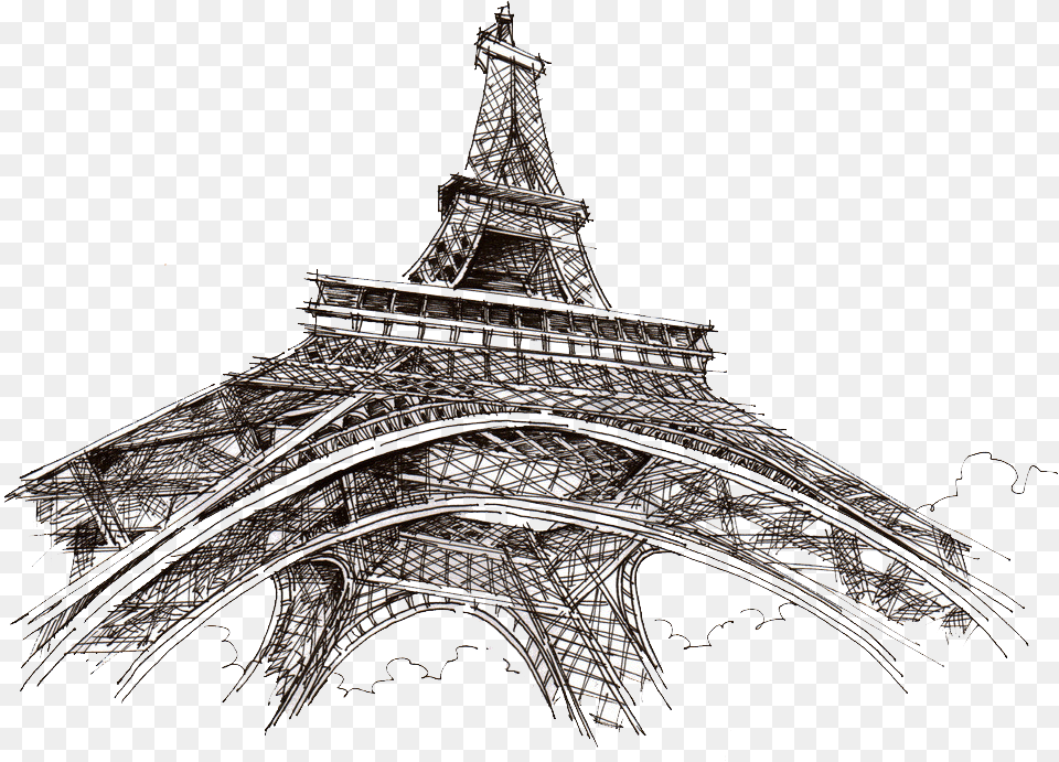 Eiffel Tower Champ De, Architecture, Building, Art, Drawing Free Png