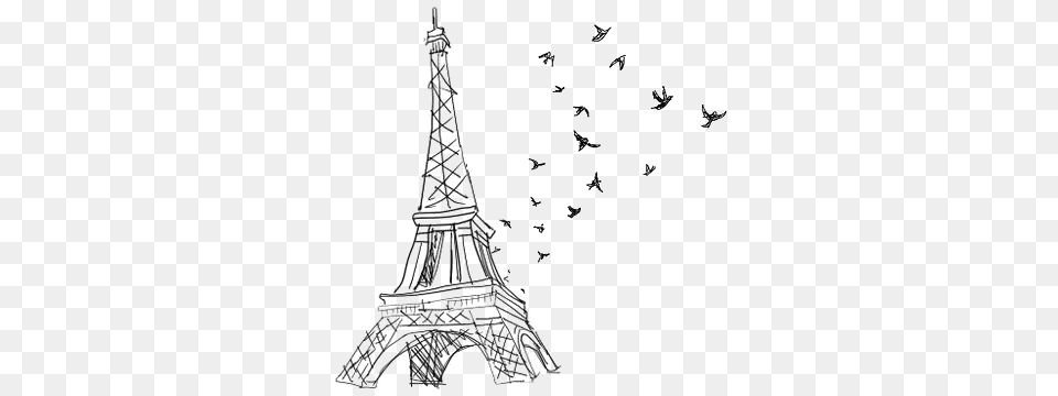 Eiffel Tower Discovered By B On We Heart It Svg Black Eiffel Tower Drawing Birds, Art, Doodle, Animal, Bird Png