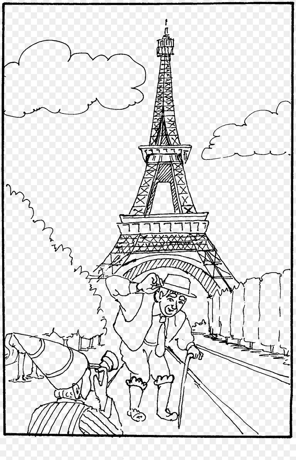 Eiffel Tower Silhouette Image French Art Coloring Pages, Architecture, Building, Spire, Chandelier Free Transparent Png