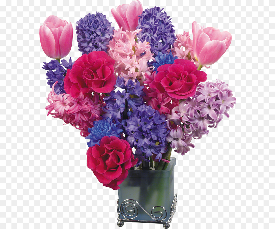 Eiffel Tower Vases With Flowers Hyacinths Roses, Flower Bouquet, Plant, Flower, Flower Arrangement Free Png Download