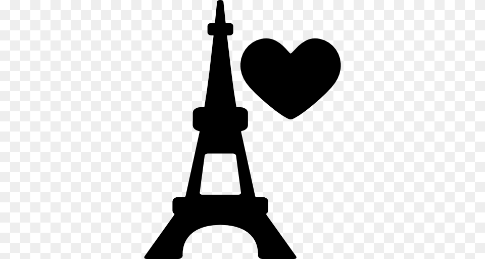 Eiffel Tower With Heart, Silhouette, Stencil Free Png