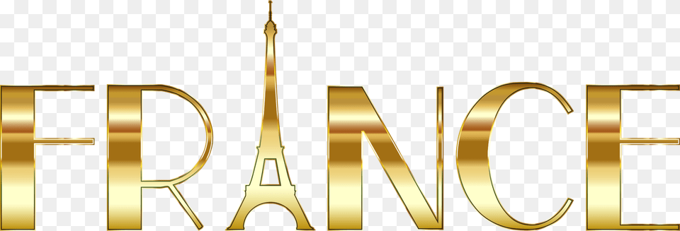Eiffel Tower Word French Language Typography Word France In Bubble Writing, Lighting, Gold, Text, City Free Png Download
