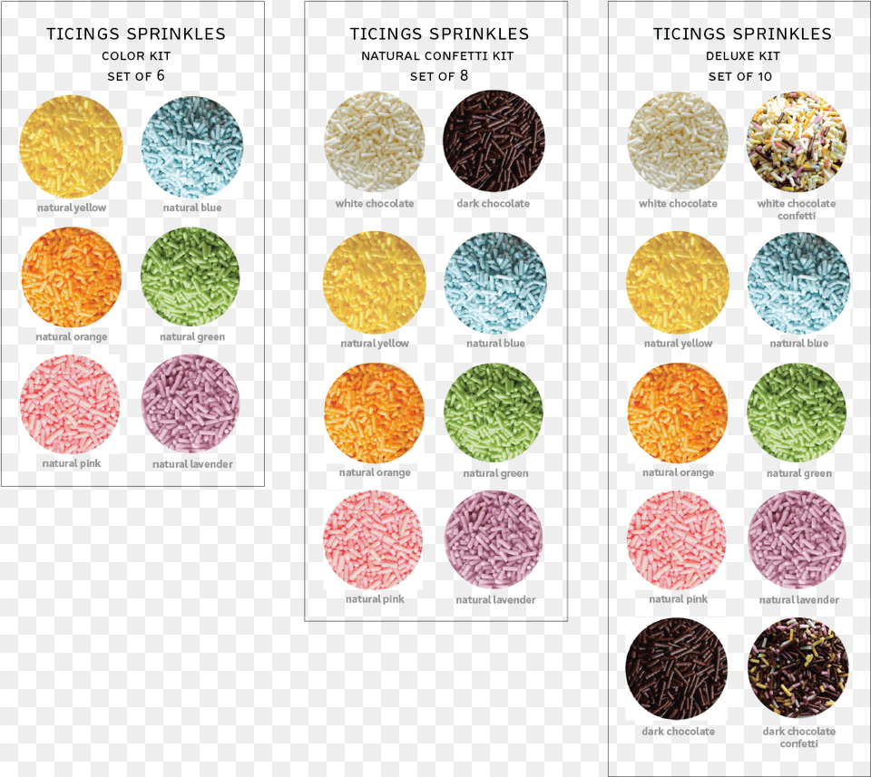 Eight Bottle Naturally Colored Sprinkle Sampler Circle, Food, Pizza, Sprinkles, Powder Free Png Download
