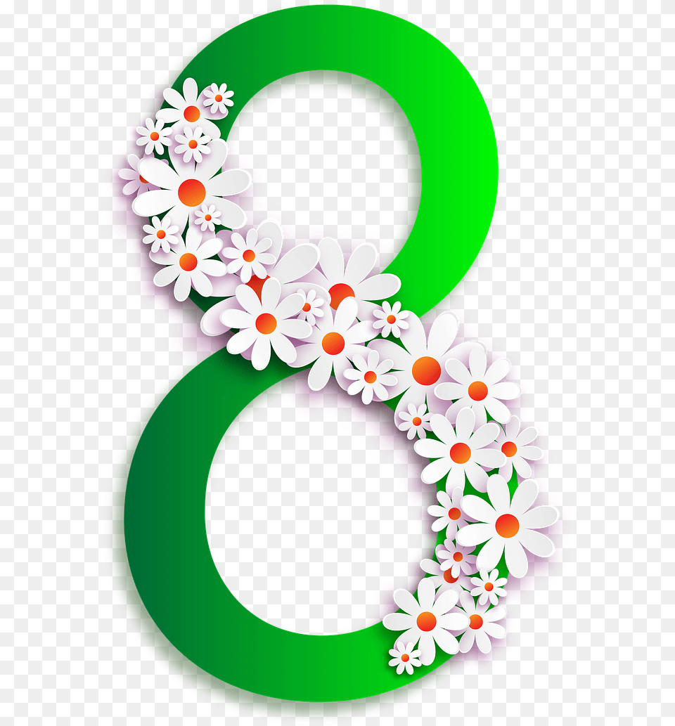 Eight Green Frame Photo March 8 Photo Frame, Flower, Plant, Number, Symbol Free Png