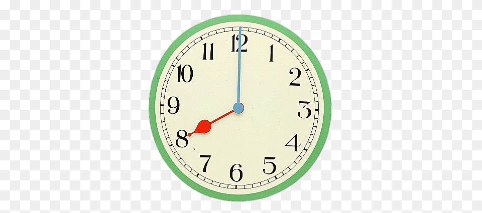 Eight Oclock Coloured Clock, Analog Clock, Wall Clock Png