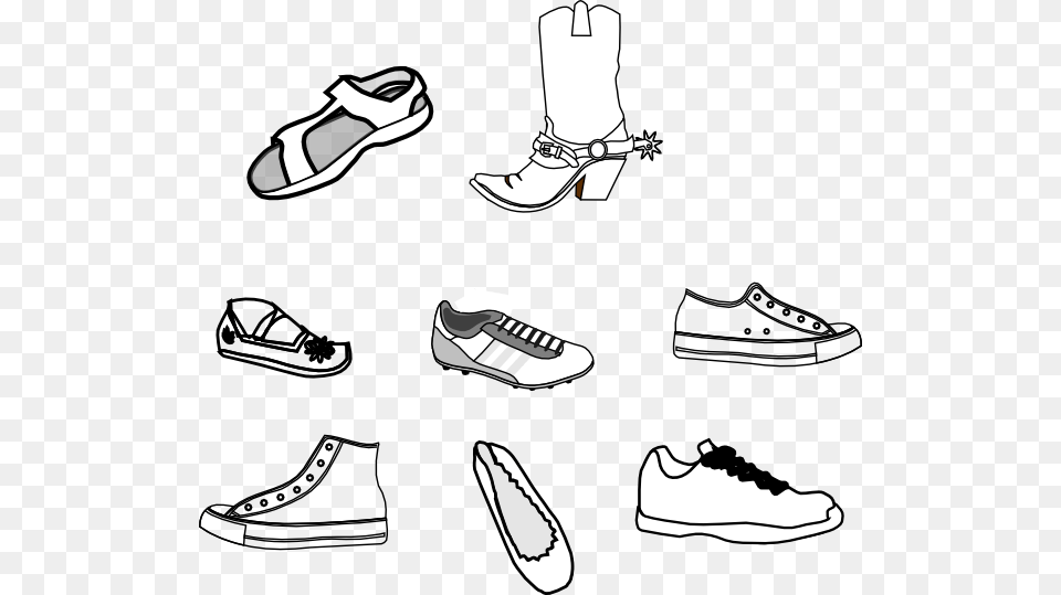 Eight Shoe Outlines Clip Art At Clipart Library Shoe Outline Clip Art, Clothing, Footwear, Sneaker, Sandal Free Transparent Png