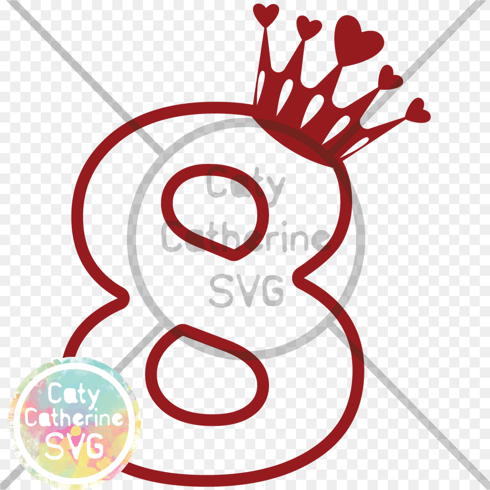 Eight Years Old Birthday Heart Crown Princess Svg Cut File Happy 2nd Birthday Svg, Alphabet, Ampersand, Symbol, Text Free Png